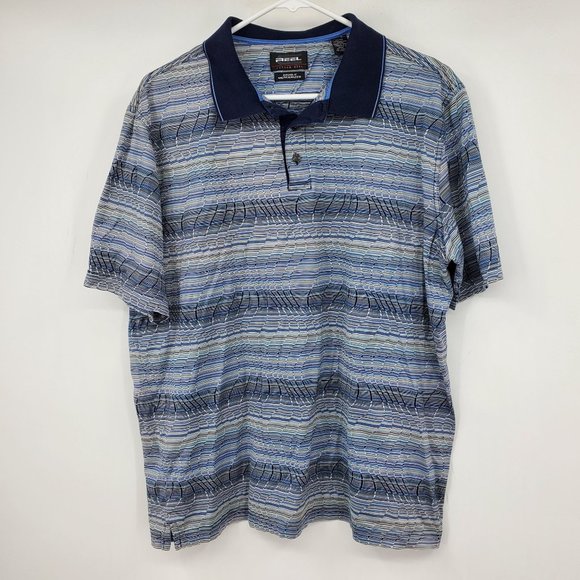Reel Double Mercerized Wavy Geometric Golf Short Sleeve Polo Shirt XL - Picture 1 of 10